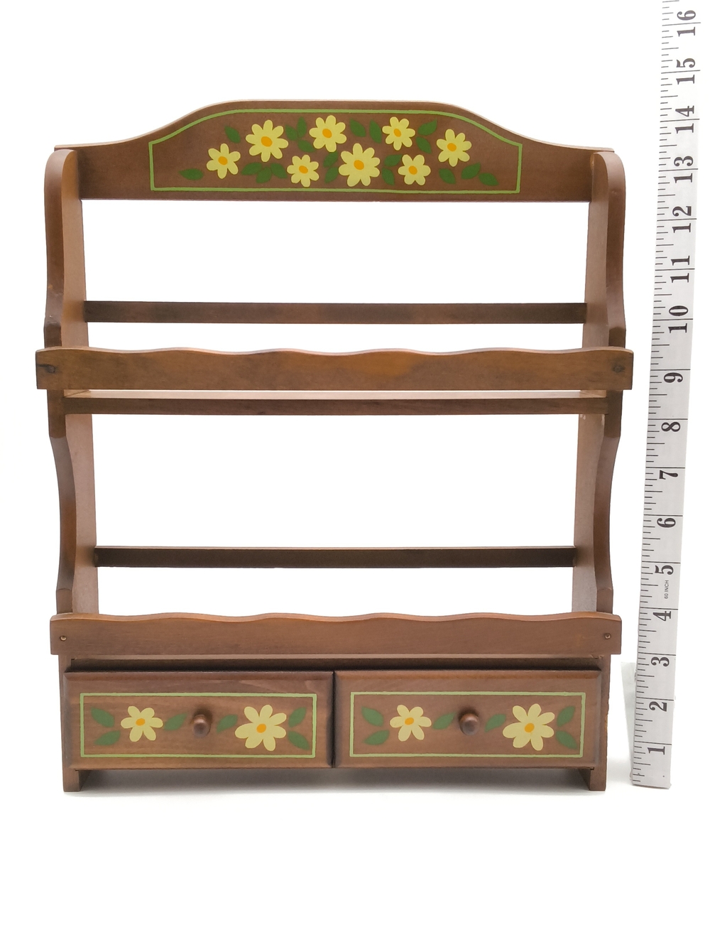 Vintage Imperial International Wood Wall Collectible Shelf/Spice Rack, 2 Drawers - Picture 2 of 12
